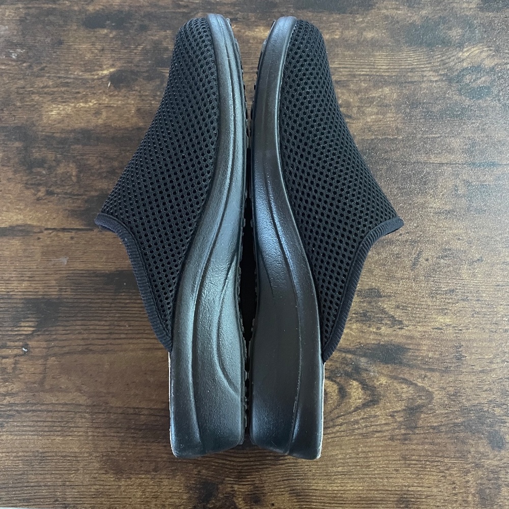 Fly Flot Black Mesh Clogs Slip-On Shoes Mules Italian 39 Euro 8 US Like New!